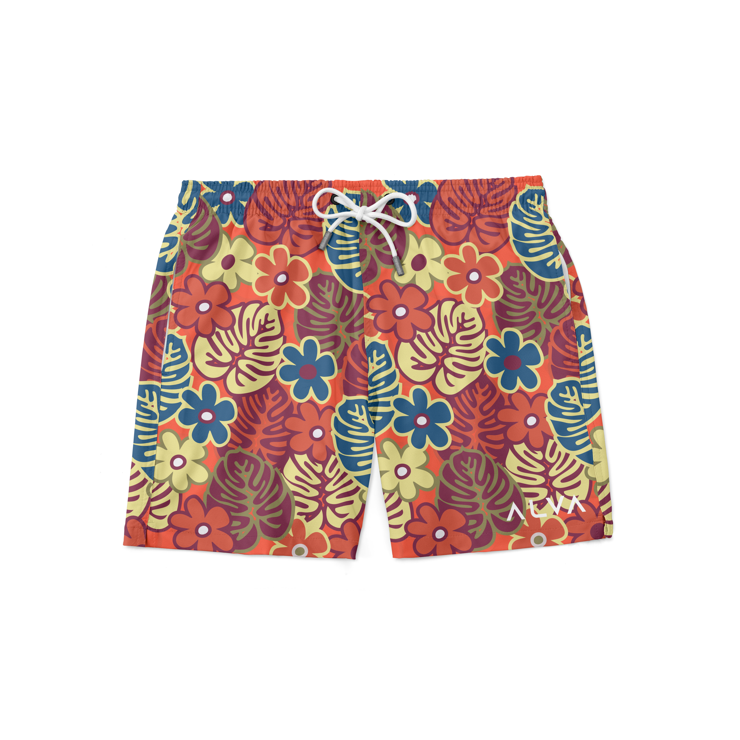 Swim Trunks - Retro Apricot Floral