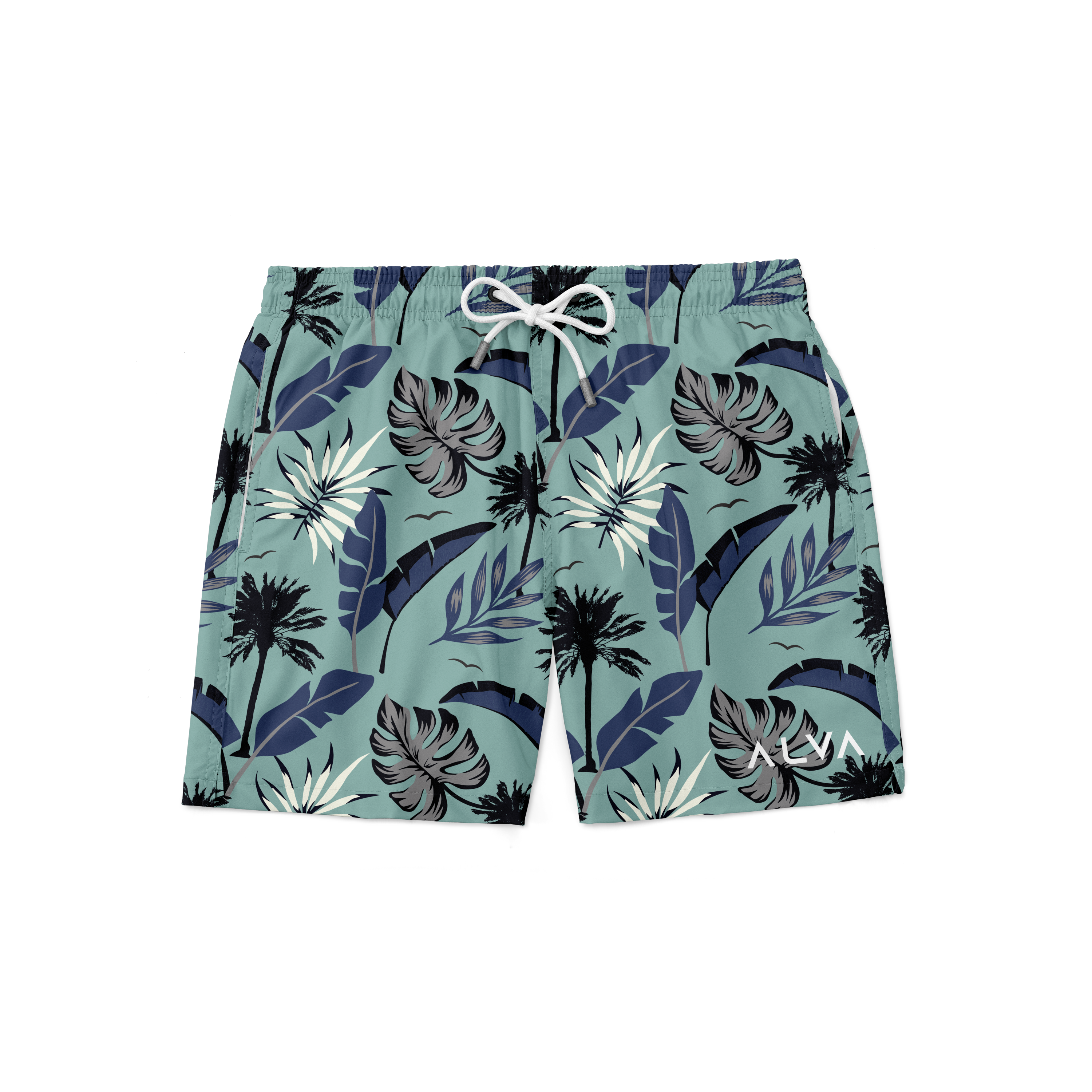 Swim Trunks w/ Lining - Sky Blue Surf