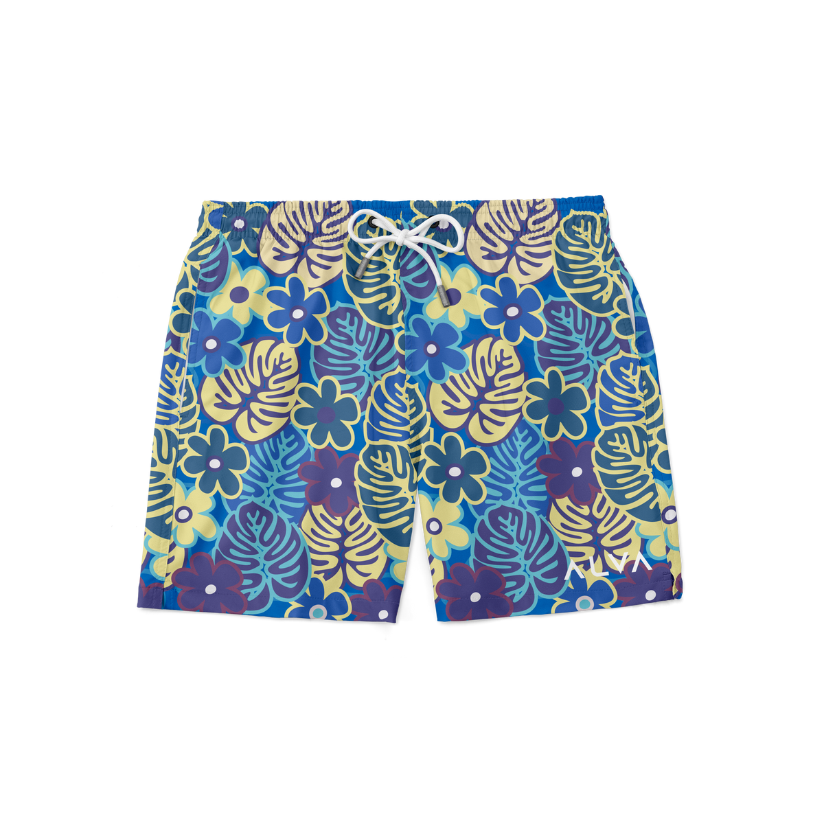 Swim Trunks w/ Lining - Retro Sea Floral