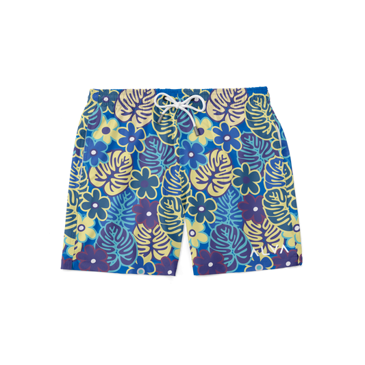 Swim Trunks w/ Lining - Retro Sea Floral