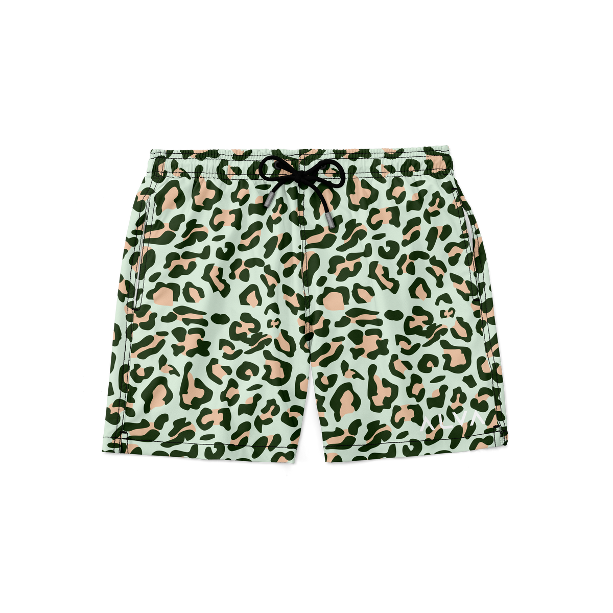 Swim Trunks w/ Lining - Mint Cheetah