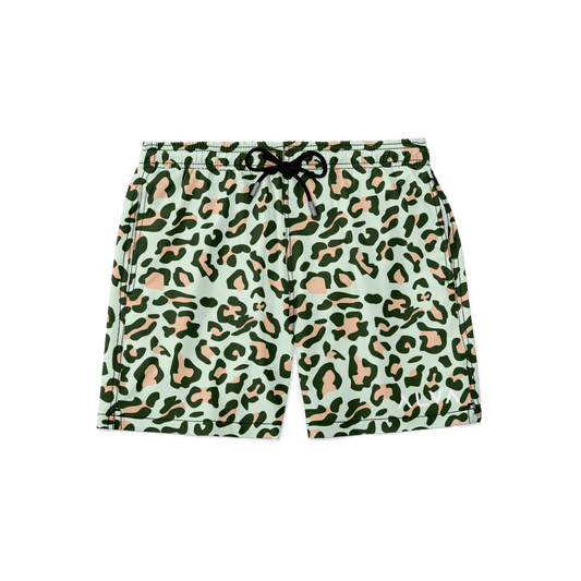 Swim Trunks w/ Lining - Mint Cheetah