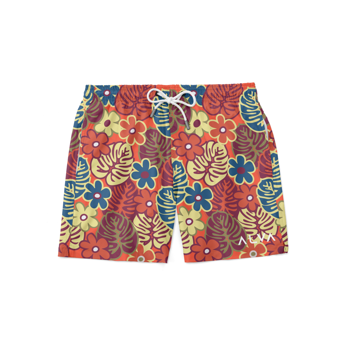 Swim Trunks - Retro Apricot Floral