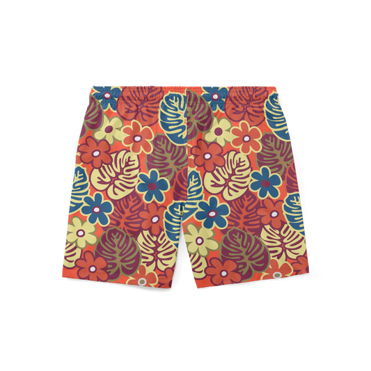 Swim Trunks - Retro Apricot Floral