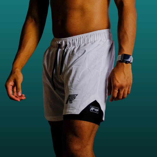 White 2-in-1 Compression Shorts V1